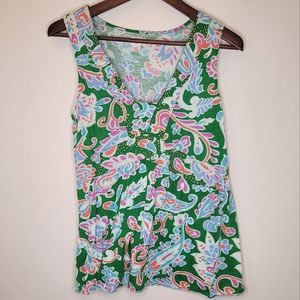 Anthropologie Botanical Paisley Sleeveless Top Sz M